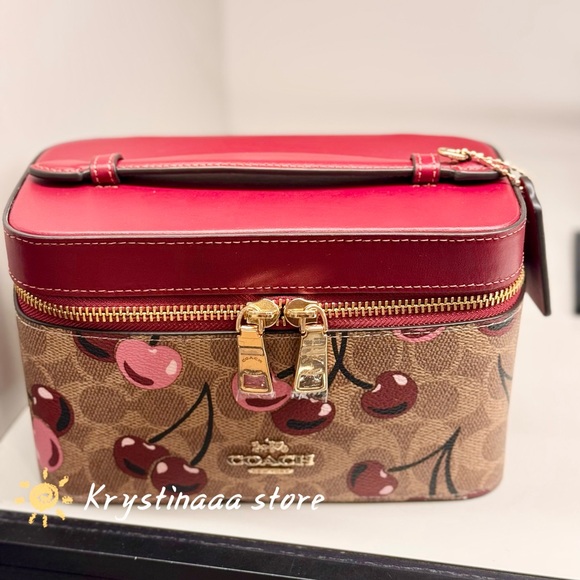 NWT Coach Cosmetic Case In Signature Canvas With Cherry Print CZ025 - Picture 2 of 10